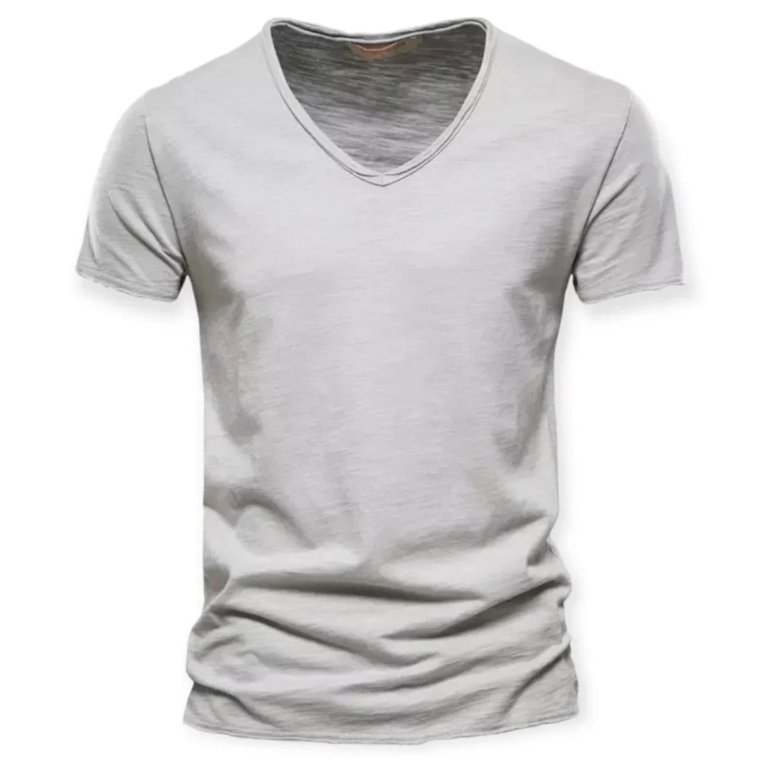 Comfortabel heren V-hals t-shirt, ideaal voor dagelijkse casual lente- en zomerkleding.