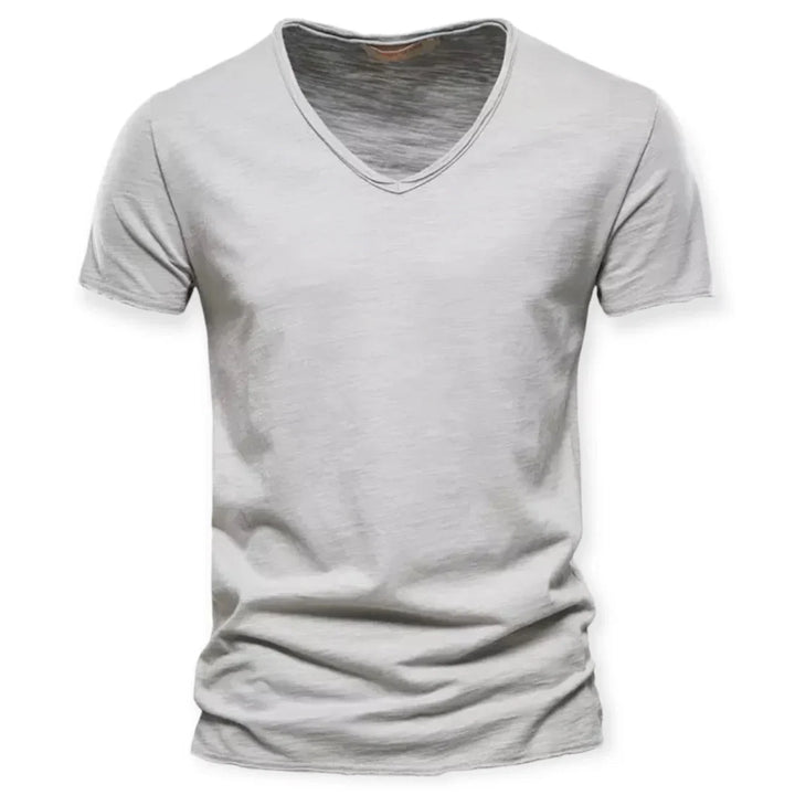 Comfortabel heren V-hals t-shirt, ideaal voor dagelijkse casual lente- en zomerkleding.