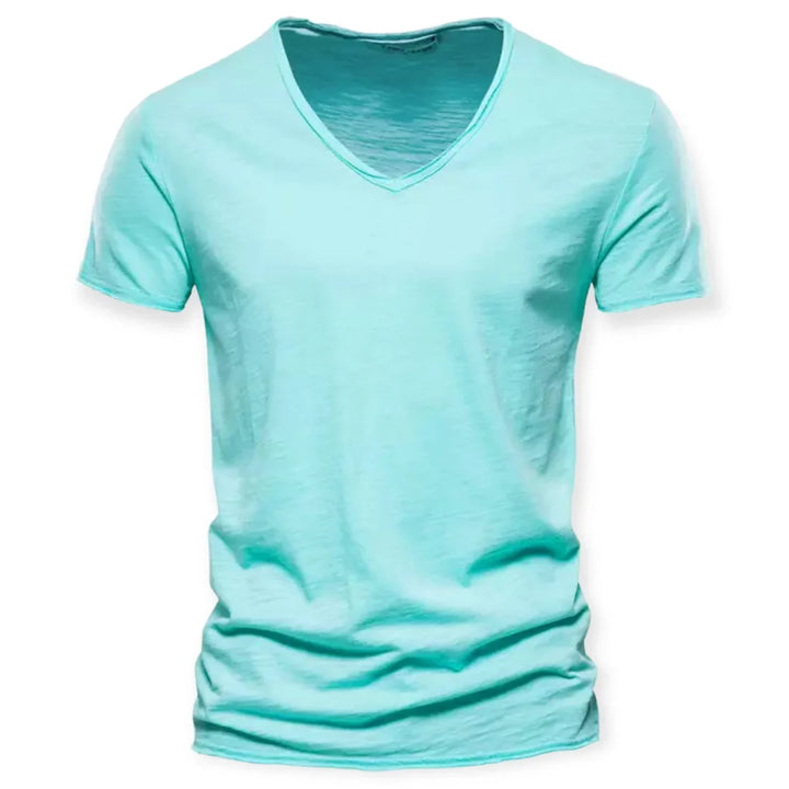Veelzijdig basic heren V-hals t-shirt, perfect voor een comfortabele lente-, zomer- of herfstlook.