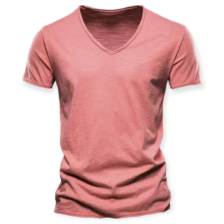 Stijlvol heren V-hals t-shirt, comfortabele herenmode voor lente, zomer en herfst casual outfits.