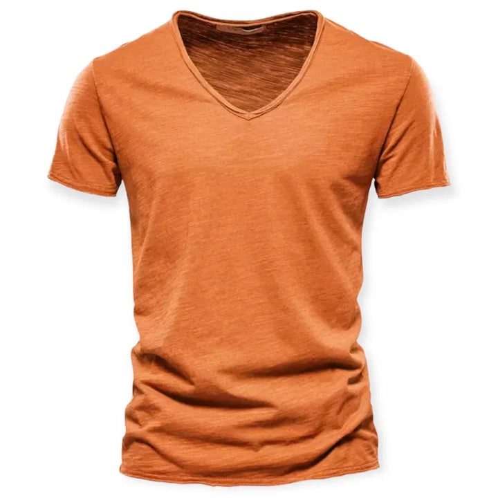 Zacht comfortabel heren V-hals t-shirt, essentiële dagelijkse kleding voor lente, zomer en herfst.