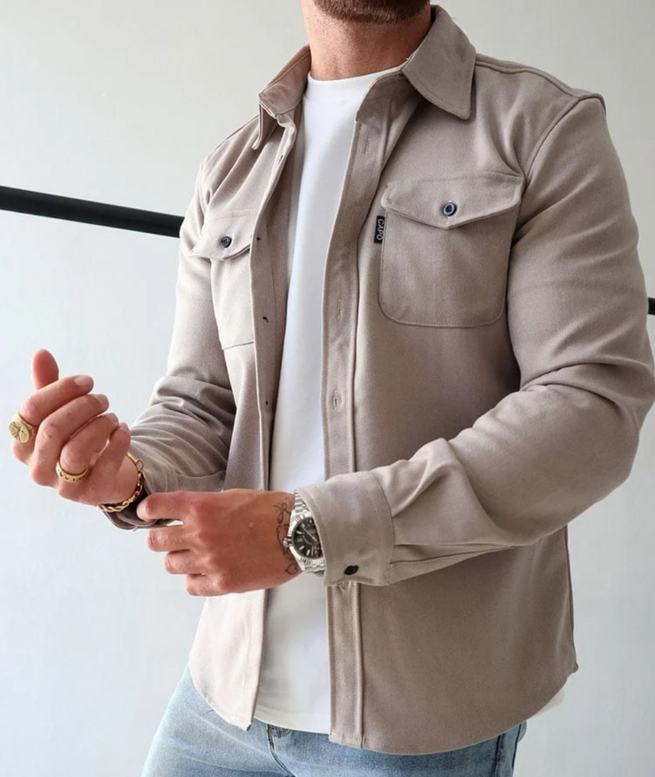 Warm Hoymans heren overshirt, comfortabel en modieus voor koude herfst- en winterdagen.
