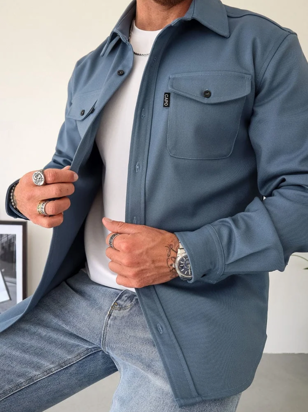 Hoymans heren shirtjacket, een tijdloze comfortabele jas voor casual looks in de herfst en winter.
