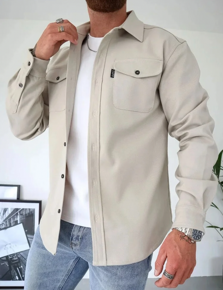 Zacht Hoymans heren shirtjacket, perfect als extra laagje voor koelere lente-, herfst- en winteravonden.