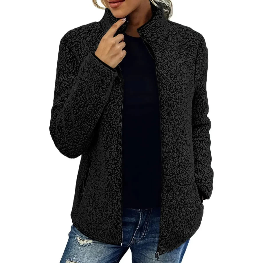 Veelzijdig damesvest van fleece, Petra, met hoge kraag; heerlijk comfortabel als casual of tussenjas.