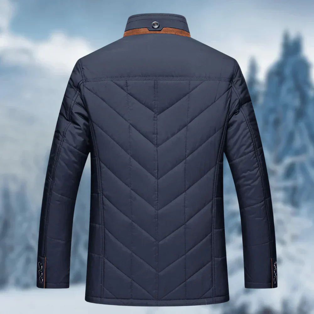 Stijlvolle zwarte heren winterjas Victor, ideaal voor casual herenmode. Een comfortabele jas voor elk seizoen.