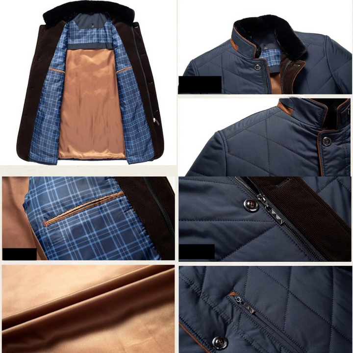 Elegante heren winterjas Victor in tijdloos blauw. Comfortabele pasvorm en modern design voor winterkleding.