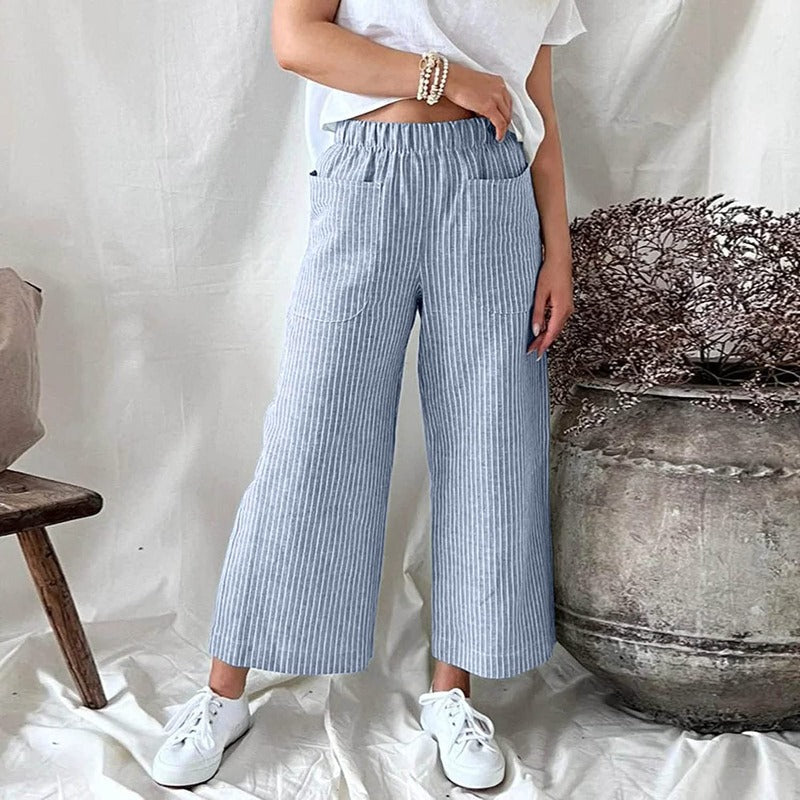 Casual dames zomerbroek, comfortabel en modieus, met een veelzijdige losse pasvorm voor elke lente/zomer gelegenheid.