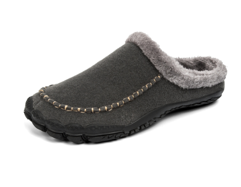 Zwarte heren pantoffels met een modern design, zacht en warm, voorzien van een duurzame antislipzool.