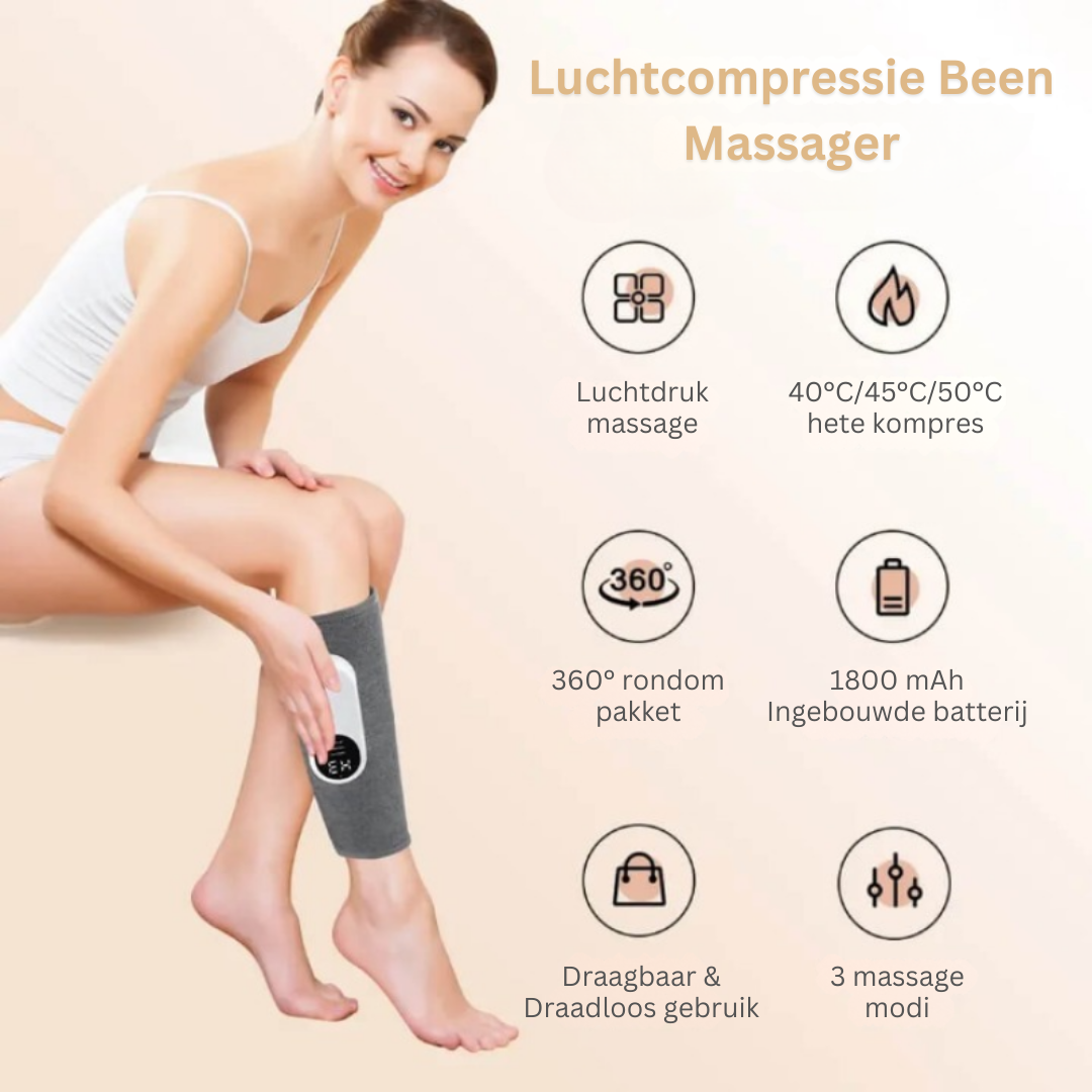 Draadloos ComfortLegs apparaat voor diepe beenontspanning en pijnverlichting, voor thuis of onderweg.