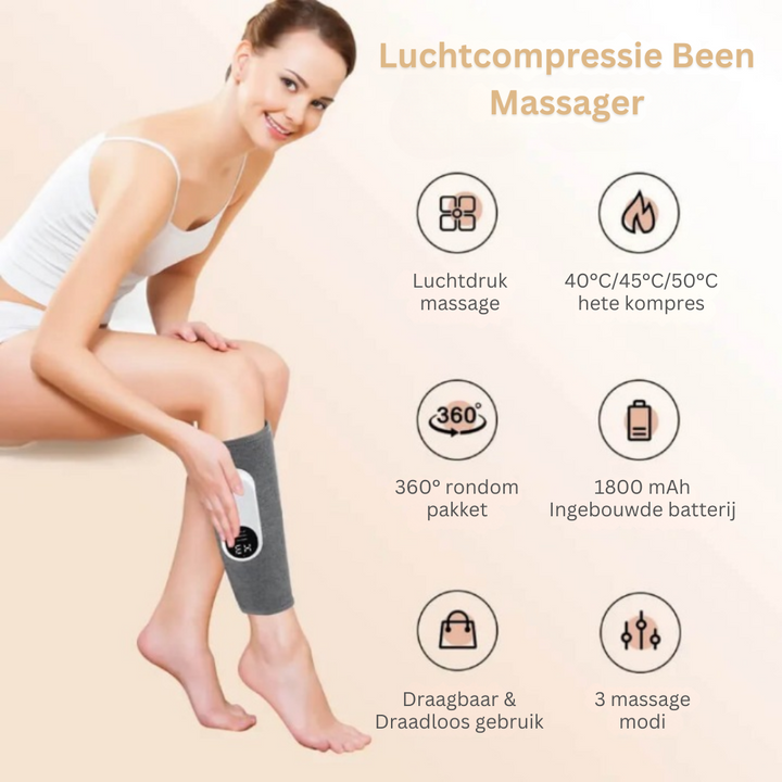 Draadloos ComfortLegs apparaat voor diepe beenontspanning en pijnverlichting, voor thuis of onderweg.