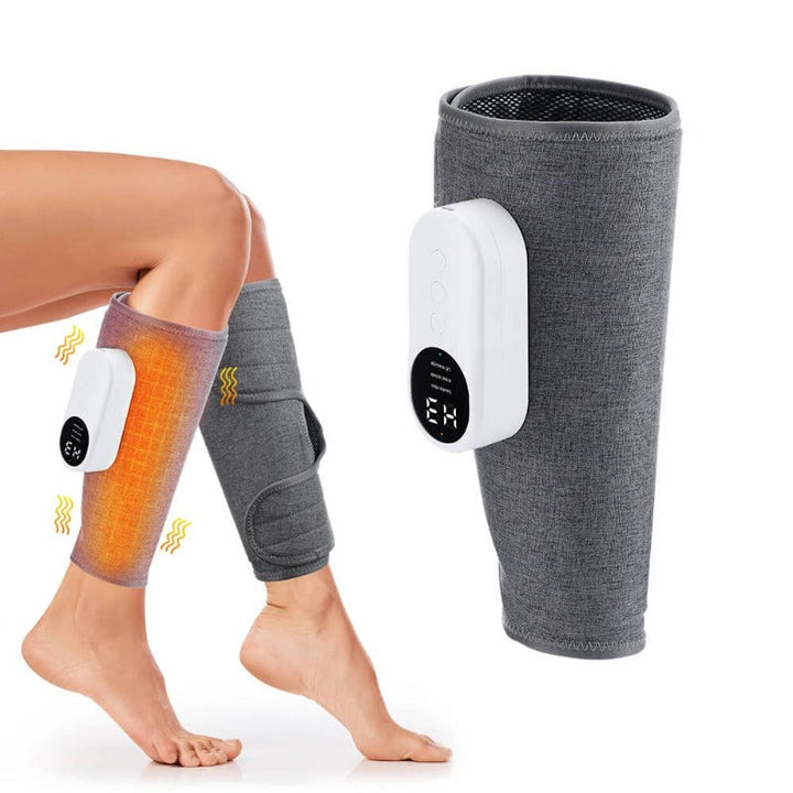 EMS-beenmassageapparaat met compressiefunctie voor intensieve spierontspanning en herstel van vermoeide benen.