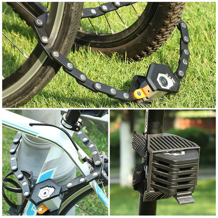 Afbeelding van het SecureLock systeem van het SafeRide fietsslot, voor effectieve anti-diefstal beveiliging.