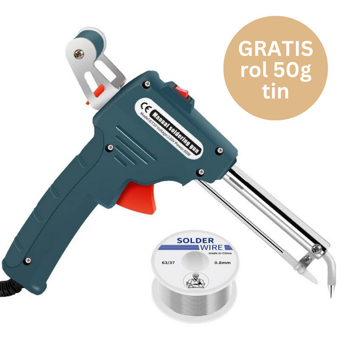 Compact soldeerpistool voor precisiewerk, ideaal voor electronica hobby en reparaties.