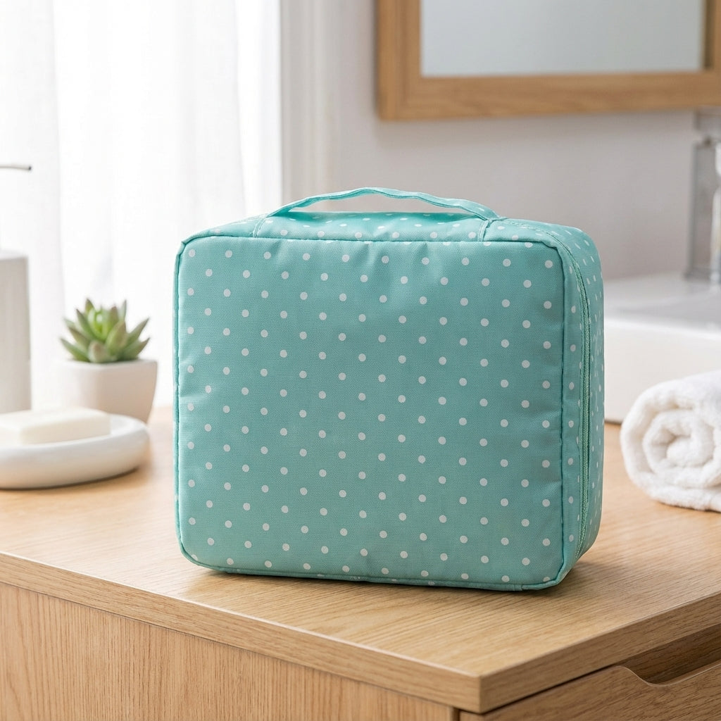 Compacte dames makeuptas waterdicht, ideaal als reis toilettas. Organiseer al je beauty accessoires onderweg.