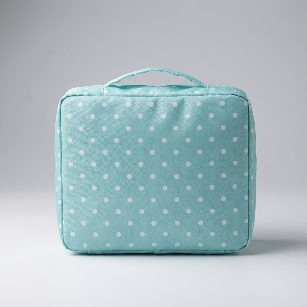 Open makeuptas organiser met diverse vakken voor cosmetica en accessoires. Perfecte compacte toilettas.