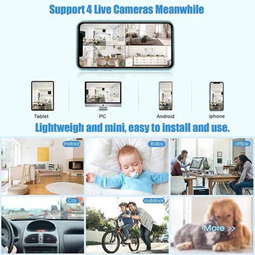 Eenvoudig te installeren draadloze mini beveiligingscamera met 1080p en nachtzicht voor optimale beveiliging.