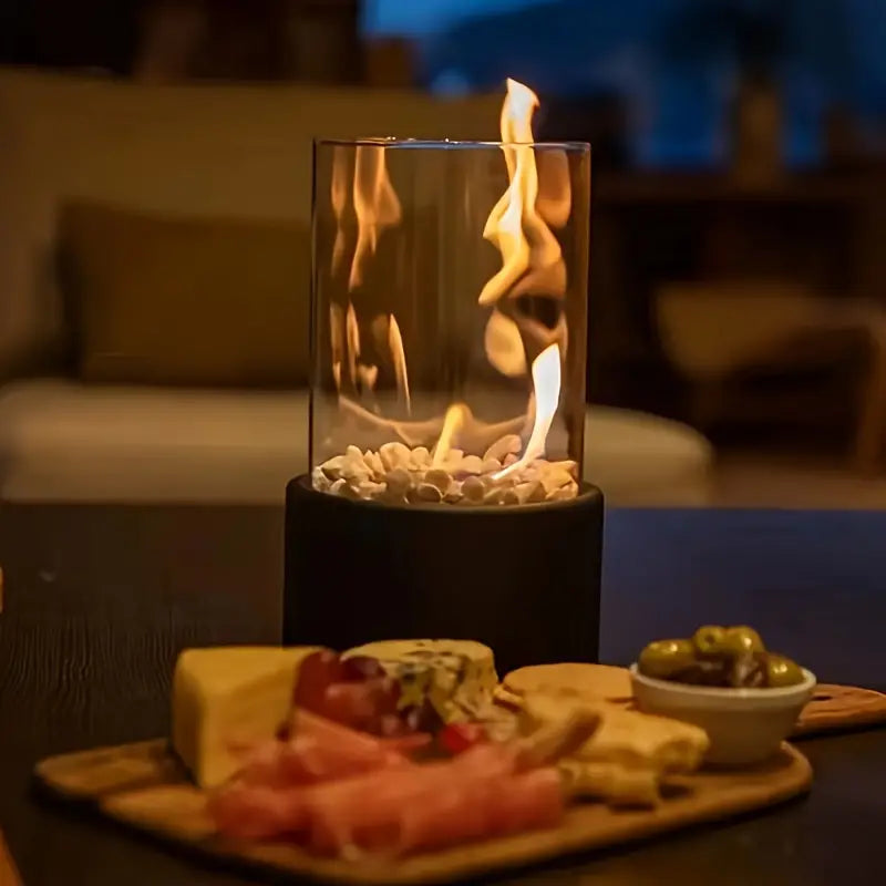 Luxe FireLuxe sfeerhaard, een modern en compact decoratiestuk. Geschikt voor zowel binnen als buiten gebruik.