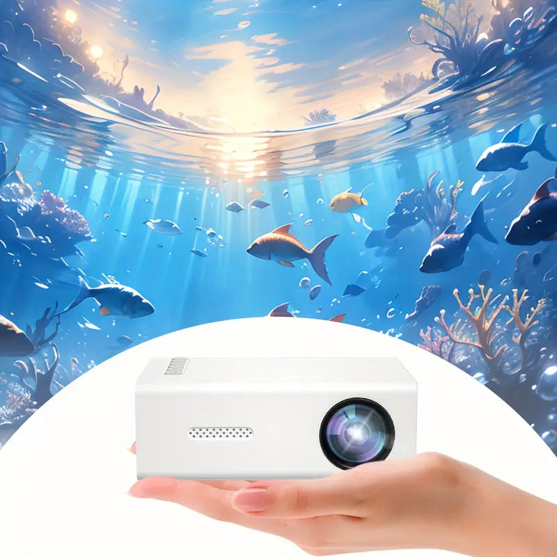 Aurora wonen draagbare HD projector met snelle focus. Creëer een thuisbioscoop met scherpe 720p resolutie.