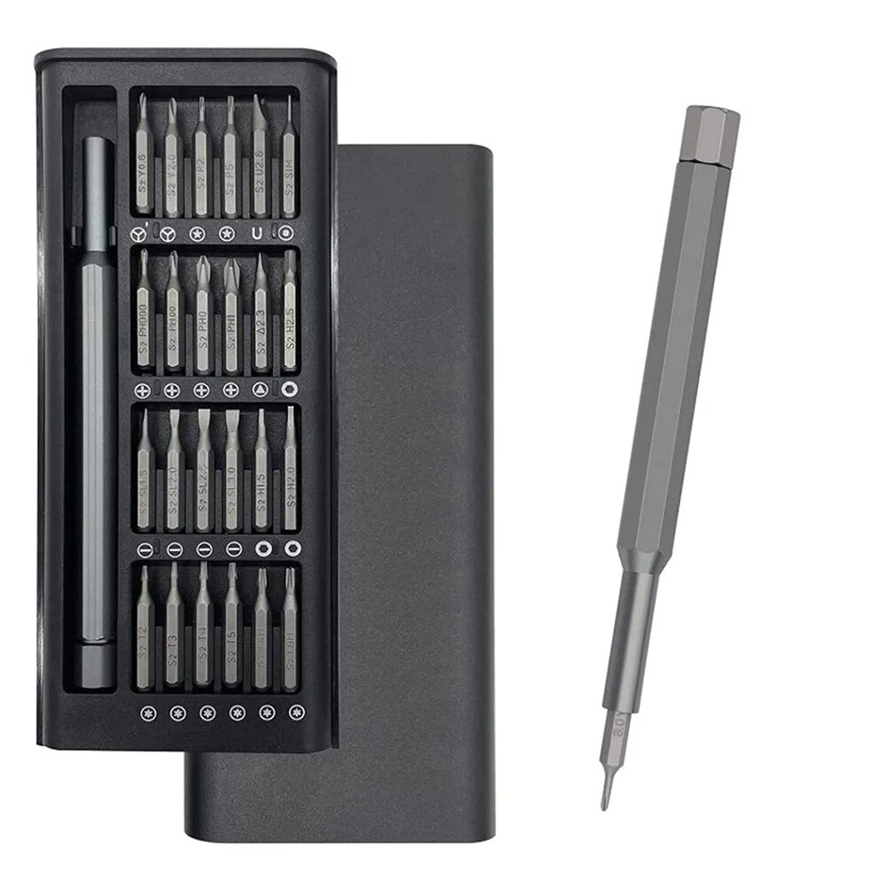 Draagbare mini gereedschapskit met schroevendraaier & boor voor precisiewerk aan horloges, telefoons & computers.
