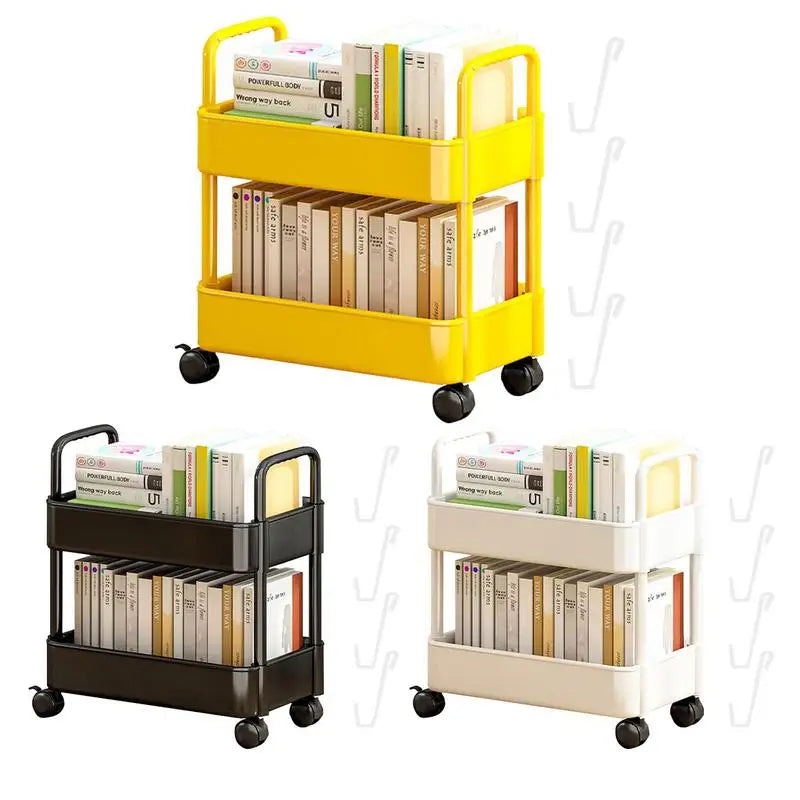 Rollit mobiele boekenkast met soepele wielen, perfect voor eenvoudig verplaatsen van boeken en decoratie.