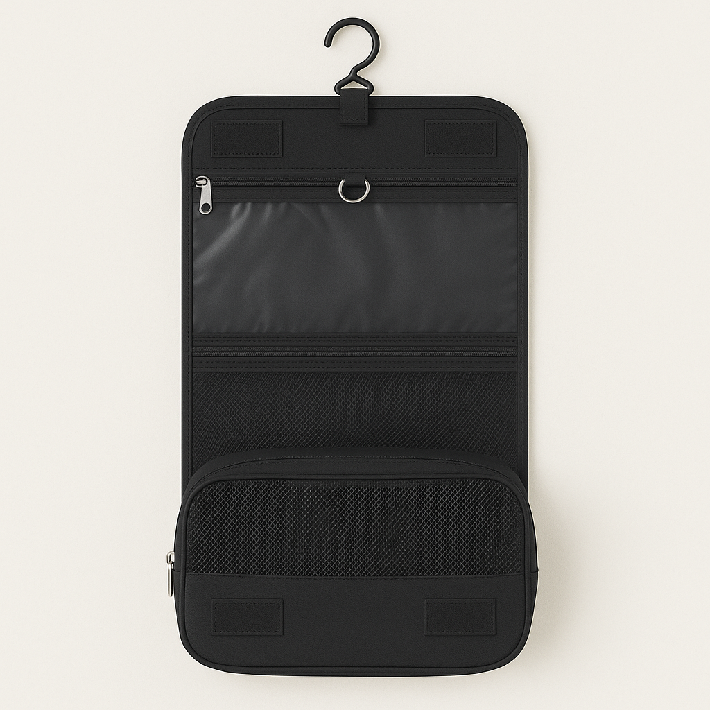 Unisex reisaccessoire: compacte Neatify toilettas in koffer. Houdt cosmetica en benodigdheden netjes tijdens reizen.