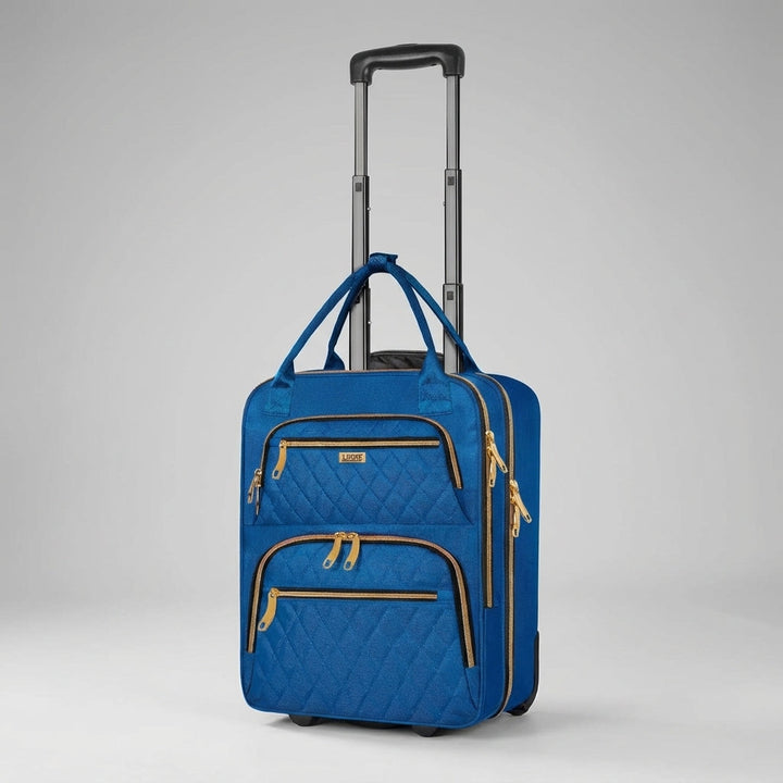Interieur van de compacte SwiftSeat roltrolley; ruim voor kleding en reisbenodigdheden, met laptopvak.