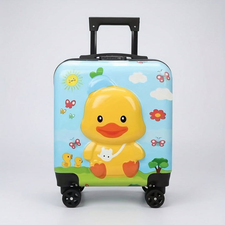 Vrolijke TotsCase kinderhandbagage met schattig eendjesdesign; perfect voor vakantie.