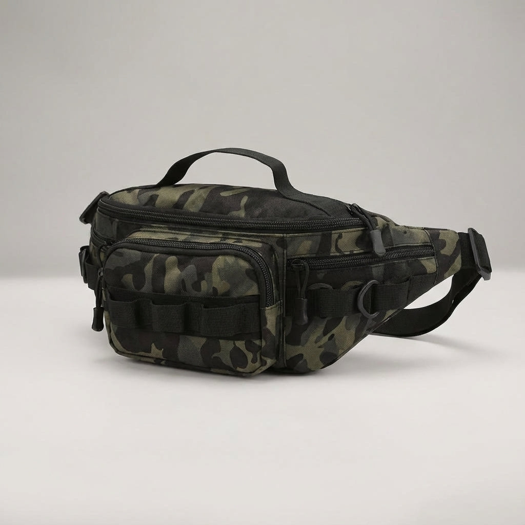 Lichte en compacte tactische heuptas van nylon, perfect voor wandelen, reizen en essentieel opbergen.