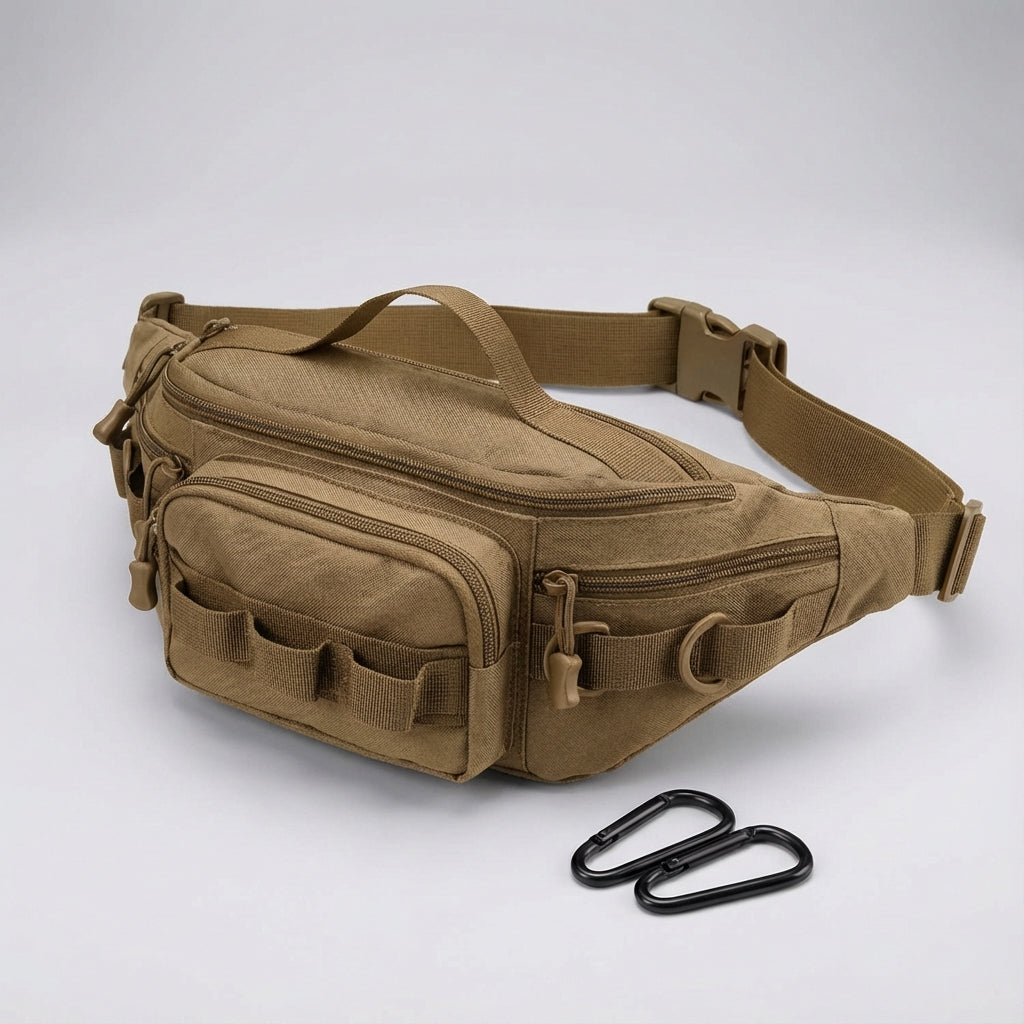 Stijlvolle camouflage tactische heuptas, ideaal voor outdoor liefhebbers die compact en georganiseerd willen reizen.