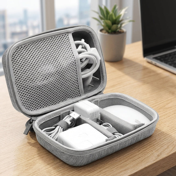 Compacte Travellox reisorganizer voor elektronica, kabels en accessoires, ideaal voor onderweg en bescherming.