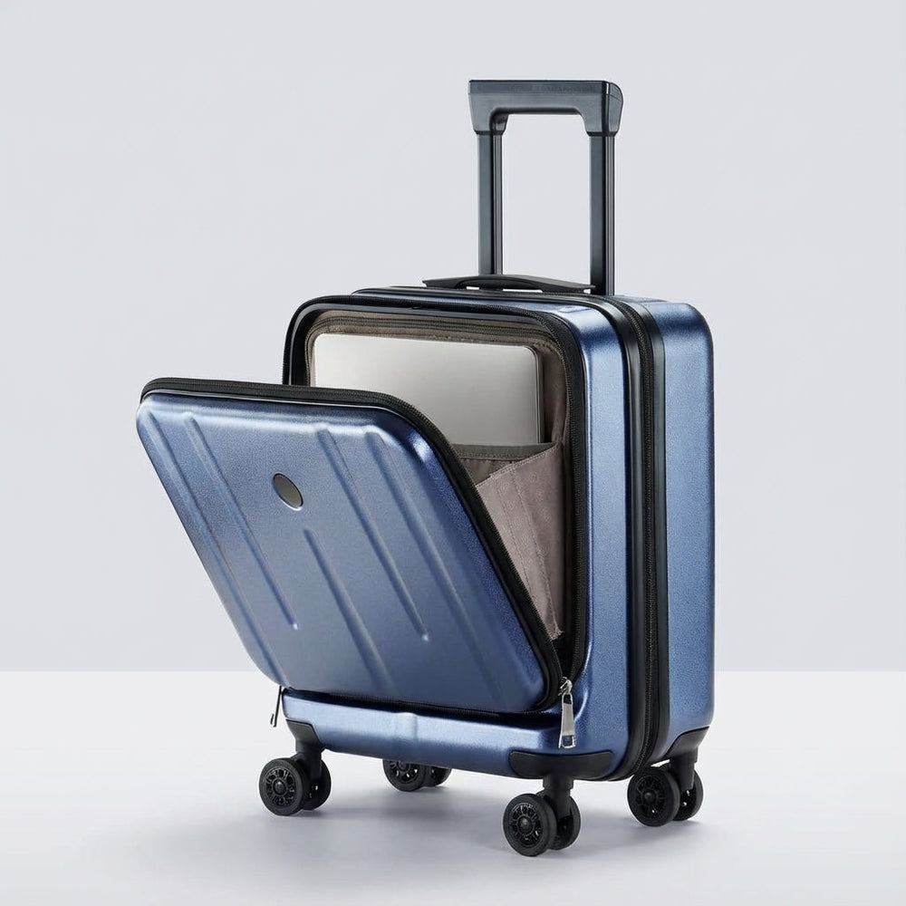 Handige handbagage koffer met geïntegreerd laptopcompartiment en TSA-slot, perfect voor georganiseerd reizen.