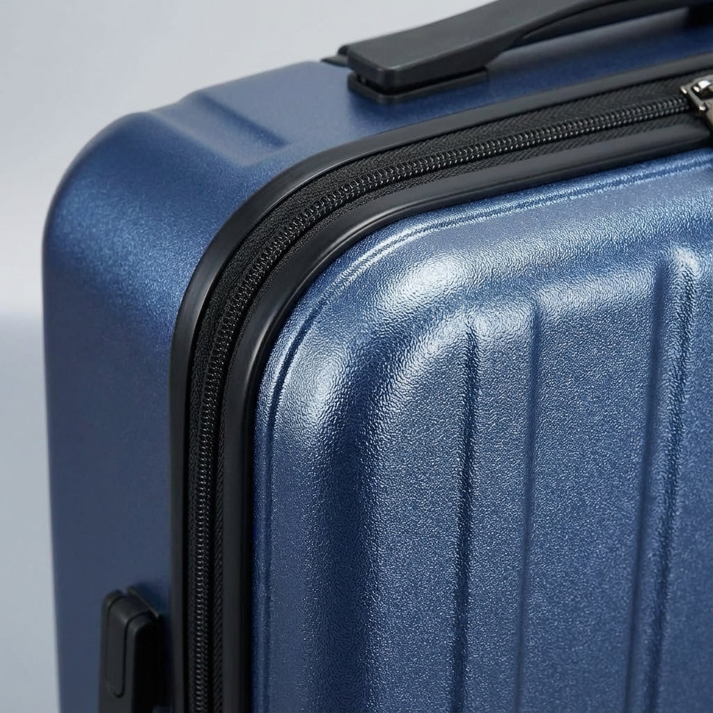 Stijlvolle unisex reiskoffer met laptopvak en soepele spinnerwielen, essentieel voor compacte zakenreizen.