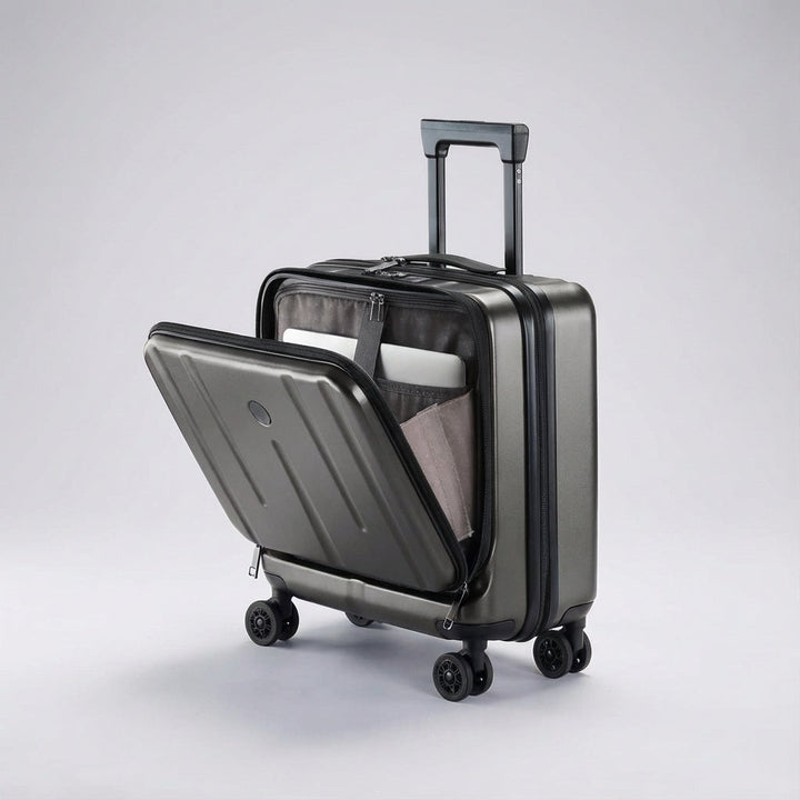 Duurzame handbagage koffer met veilig TSA-slot en snel toegankelijk laptopvak, voor zorgeloze reizen.