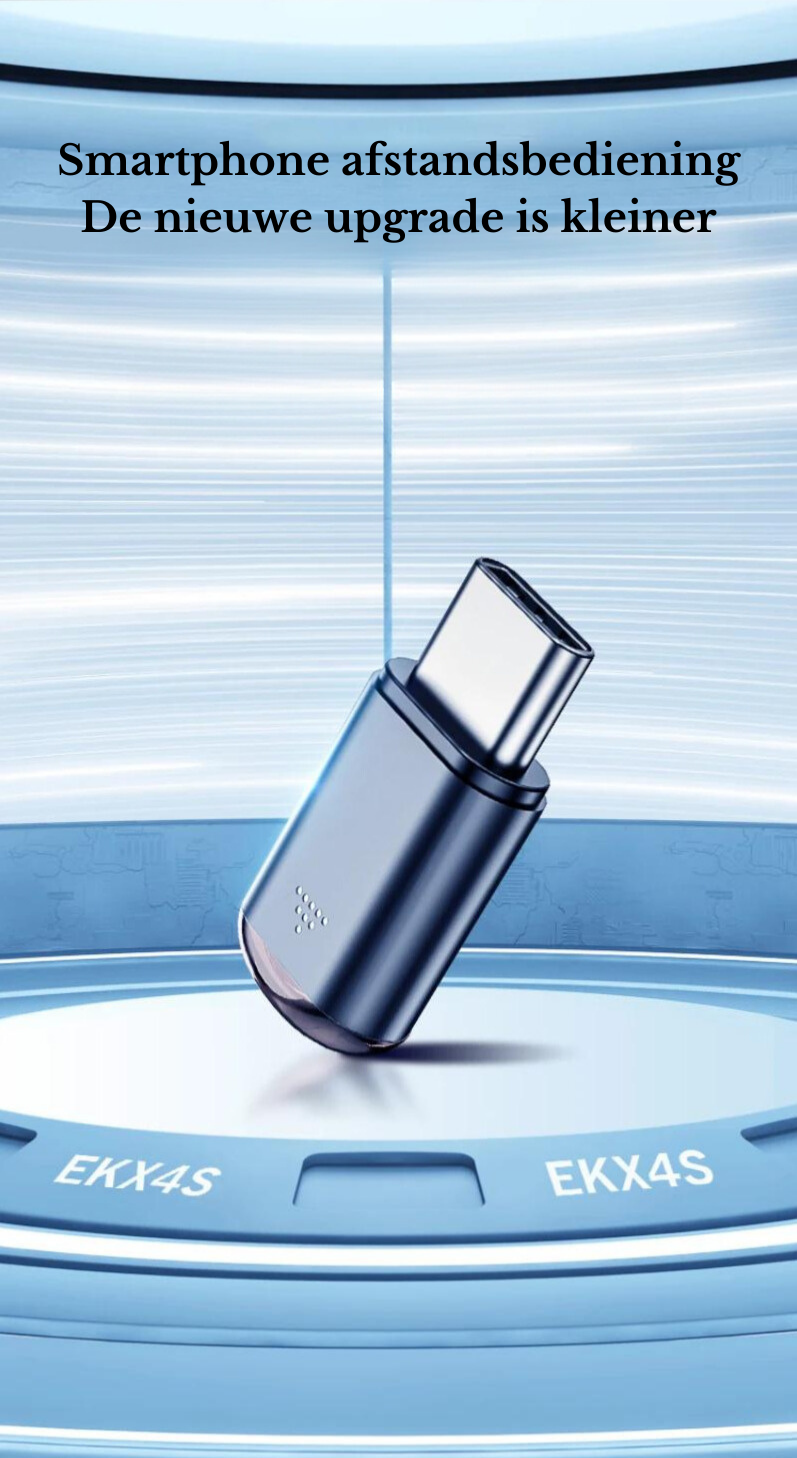 Compacte universele IR afstandsbediening voor smartphones. Bedien TV, airco en meer draadloos via je telefoon.