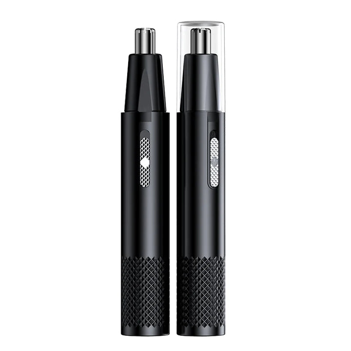 De TrimPro neushaartrimmer en zijn USB-oplaadkabel. Perfecte set voor hygiënische verzorging onderweg.