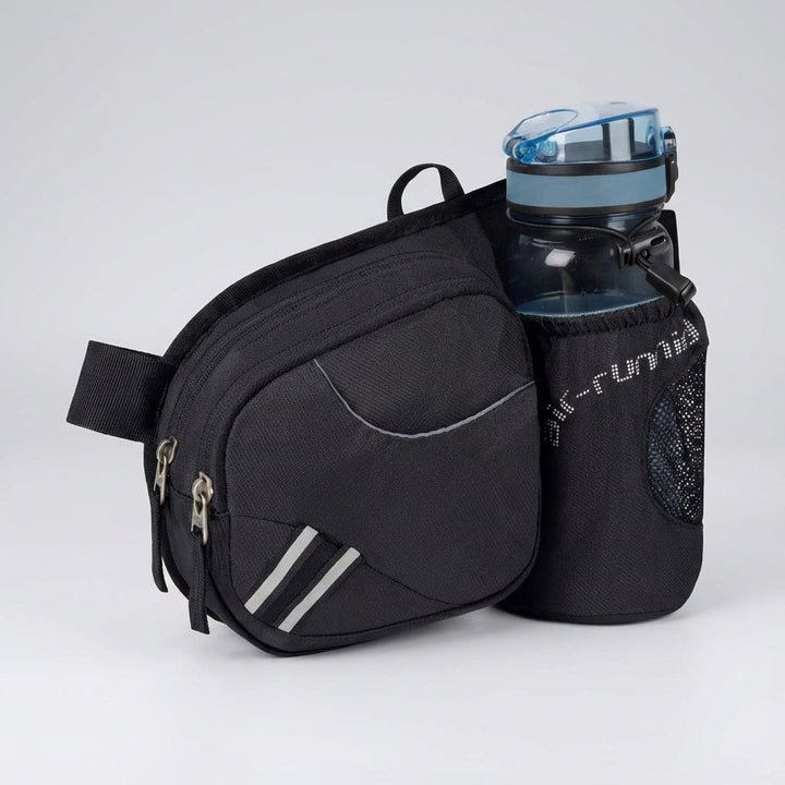 Unisex nylon heuptas met bidonhouder voor sport, reizen en diverse outdooractiviteiten.
