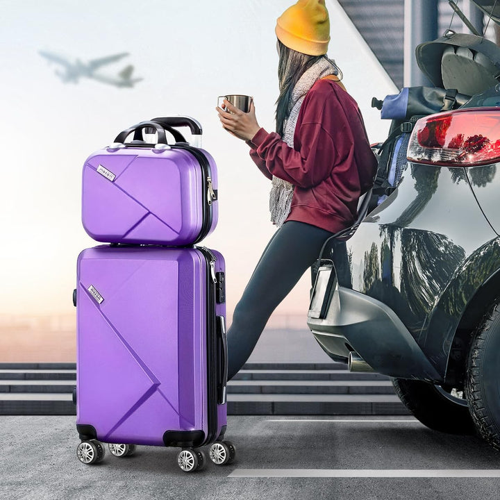 Ruime 3-delige hardshell kofferset met meerdere vakken en TSA-slot voor georganiseerd inpakken.