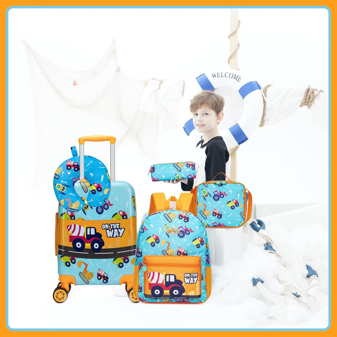 Harde schaal kinderkoffer (16 inch) met soepele spinnerwielen, perfect voor cabine bagage.