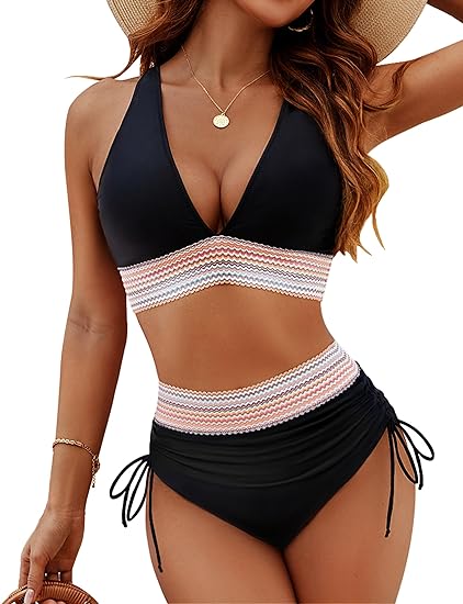 Dames bikini met buikcontrole in donkerblauw, flatterende pasvorm, comfortabel, rekbaar materiaal.
