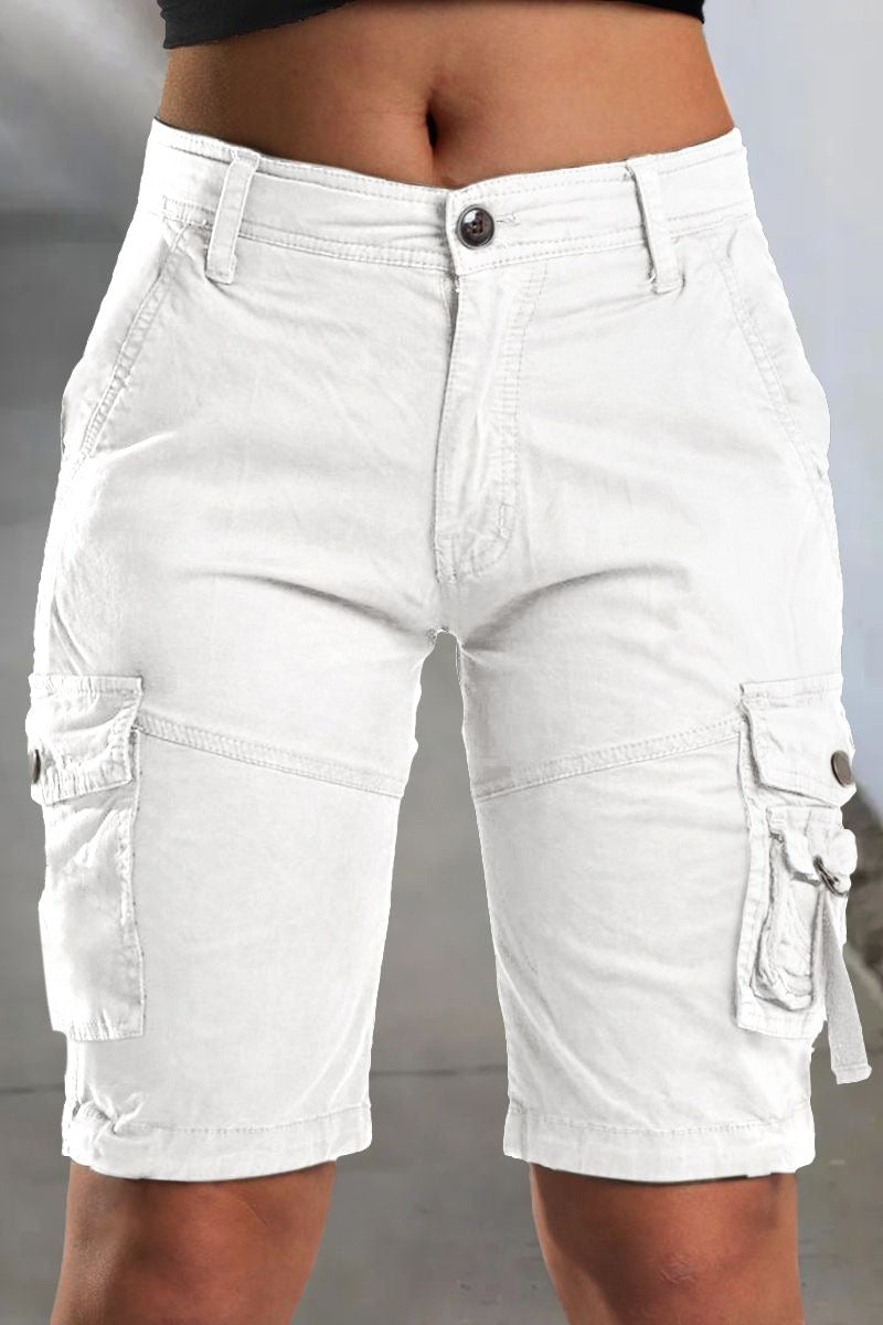 Dames Cargo Shorts Malea, kaki, met zijzakken, comfortabel en stijlvol, ideaal voor zomer en buitenavonturen.