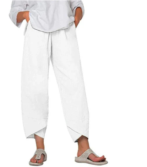 Dames capri broek, licht en luchtig, stijlvolle kaki kleur, ideaal voor de zomer, verkorte snit voor maximaal comfort.