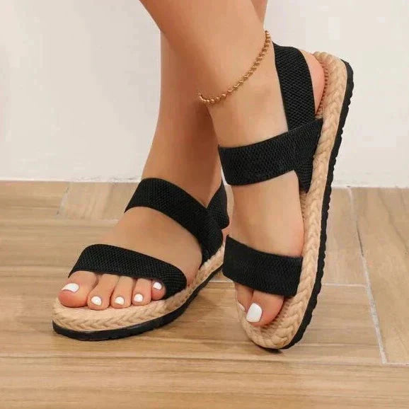 Dames espadrille sandalen met gevlochten bandjes, zachte stoffen en een gedempte binnenzool voor optimaal comfort en stijl.