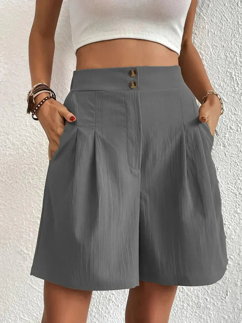 Oudroze dames high waist shorts van linnen