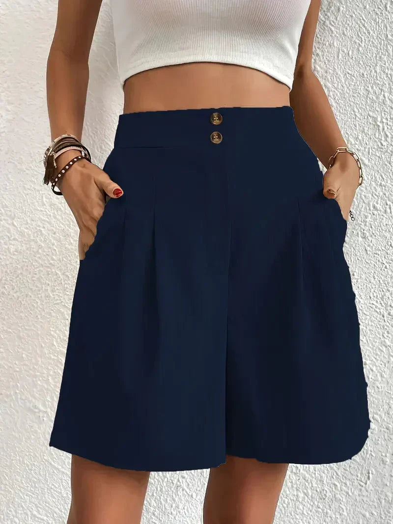 Bordeauxrode dames high waist shorts van linnen