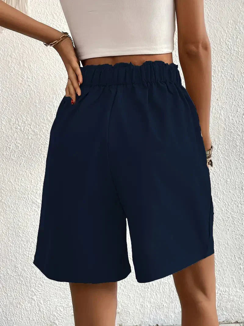 Legergroene dames high waist shorts van linnen