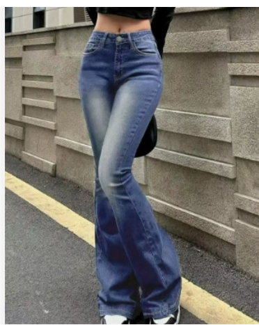 Dames jeans met hoge taille en uitlopende pijpen, retro stijl, elegant design, flatteuze hoge taille met wijde pijpen.