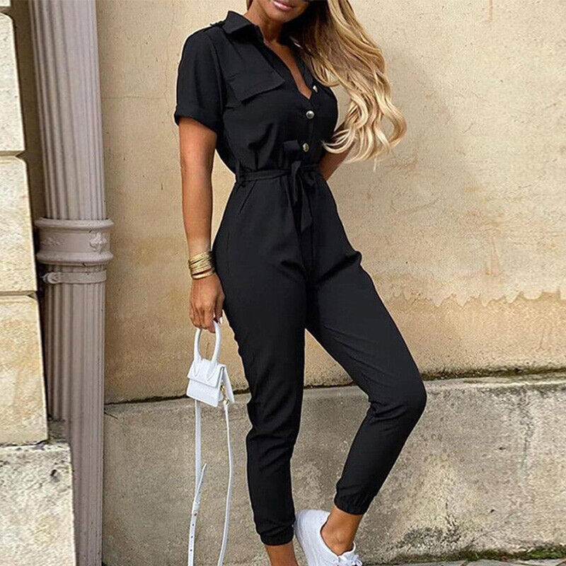 Stijlvolle en veelzijdige damesjumpsuit, gemaakt van ademend materiaal, met een losse pasvorm, ideaal voor chique gelegenheden en vrije tijd.