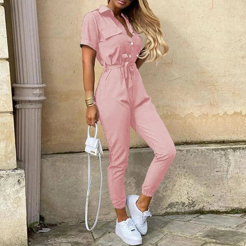 Stijlvolle en veelzijdige damesjumpsuit, gemaakt van ademend materiaal, met een losse pasvorm, ideaal voor chique gelegenheden en vrije tijd.