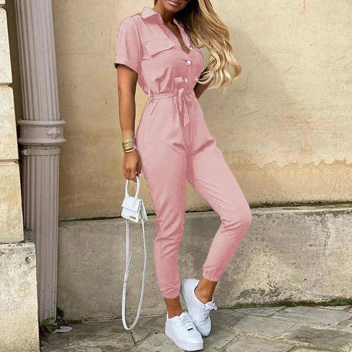 Stijlvolle en veelzijdige damesjumpsuit, gemaakt van ademend materiaal, met een losse pasvorm, ideaal voor chique gelegenheden en vrije tijd.